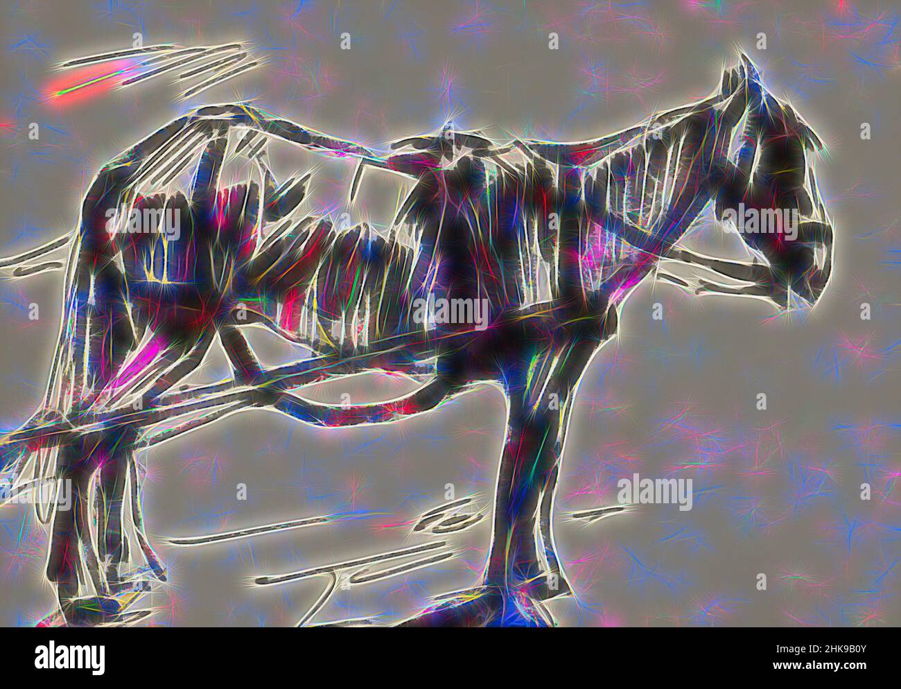 Inspired by Draught horse, Reimagined by Artotop. Classic art reinvented with a modern twist. Design of warm cheerful glowing of brightness and light ray radiance. Photography inspired by surrealism and futurism, embracing dynamic energy of modern technology, movement, speed and revolutionize culture Stock Photo