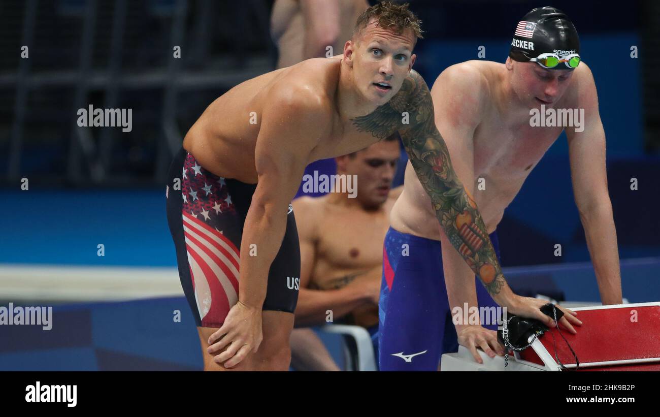 JULY 26th, 2021 - TOKYO, JAPAN: Caeleb Dressel and Team USA win the Men ...