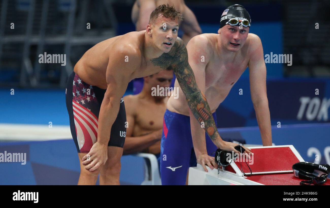 JULY 26th, 2021 - TOKYO, JAPAN: Caeleb Dressel and Team USA win the Men ...
