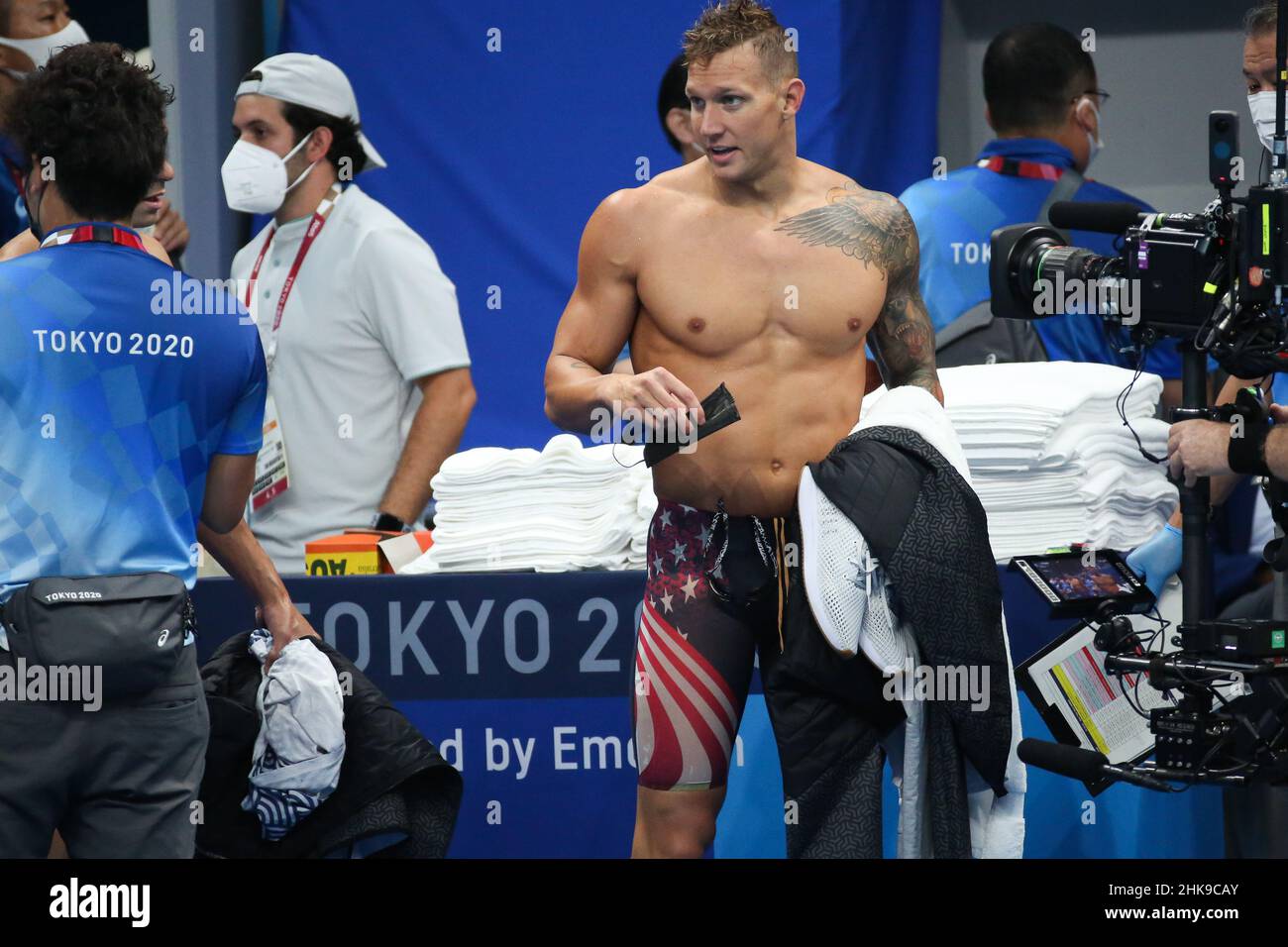 JULY 26th, 2021 - TOKYO, JAPAN: Caeleb Dressel and Team USA win the Men ...