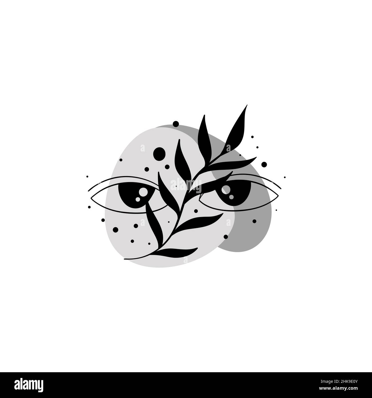 Moon and evil eye authentic sign.Astrology boho witch symbol amulet