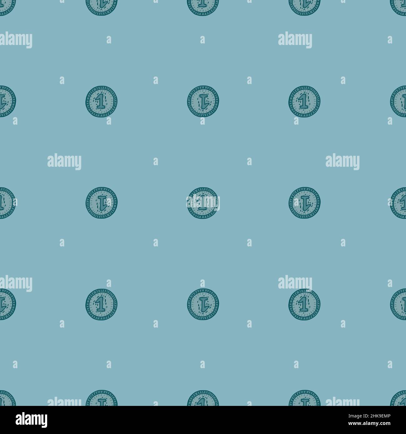 Coins seamless pattern. Hand drawn background from money. Repeated ...