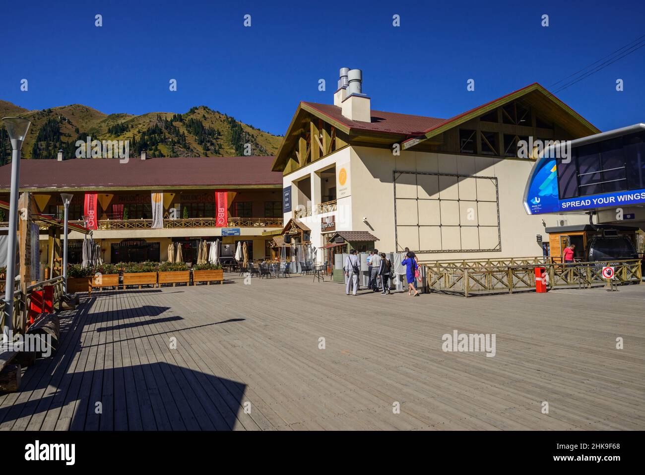 Mountain resort 'Chimbulak'./Almaty, Kazakhstan - Augustl 31, 2014; Restaurant  in the territory of Chimbulak Stock Photo
