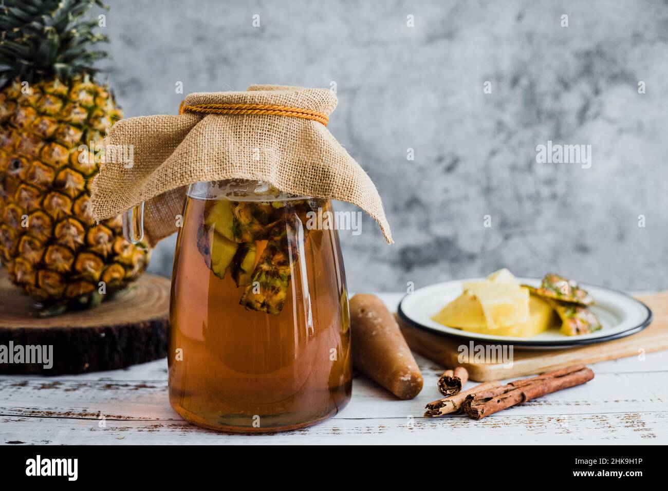 Tepache Mexican fermented beverage made with pineapple, panela and ...