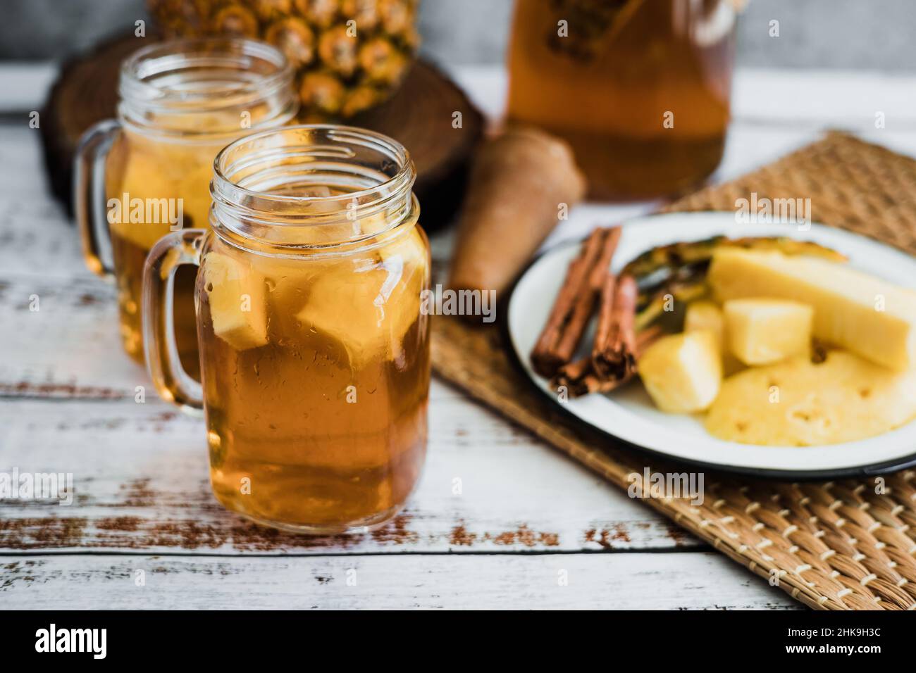 Tepache Mexican fermented beverage made with pineapple, panela and ...