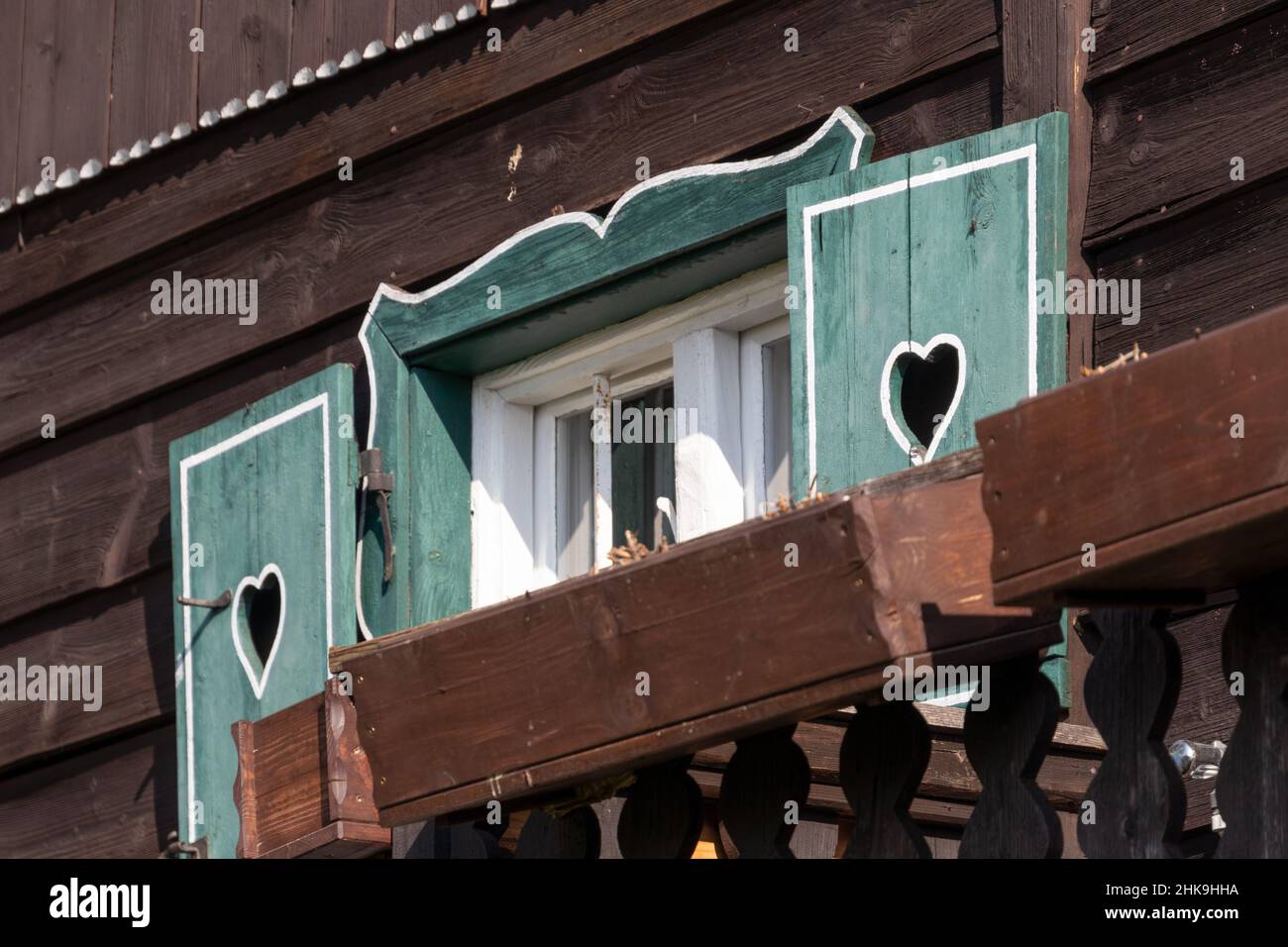 Balkon eines Bauernhauses in Irschenhausen Stock Photo