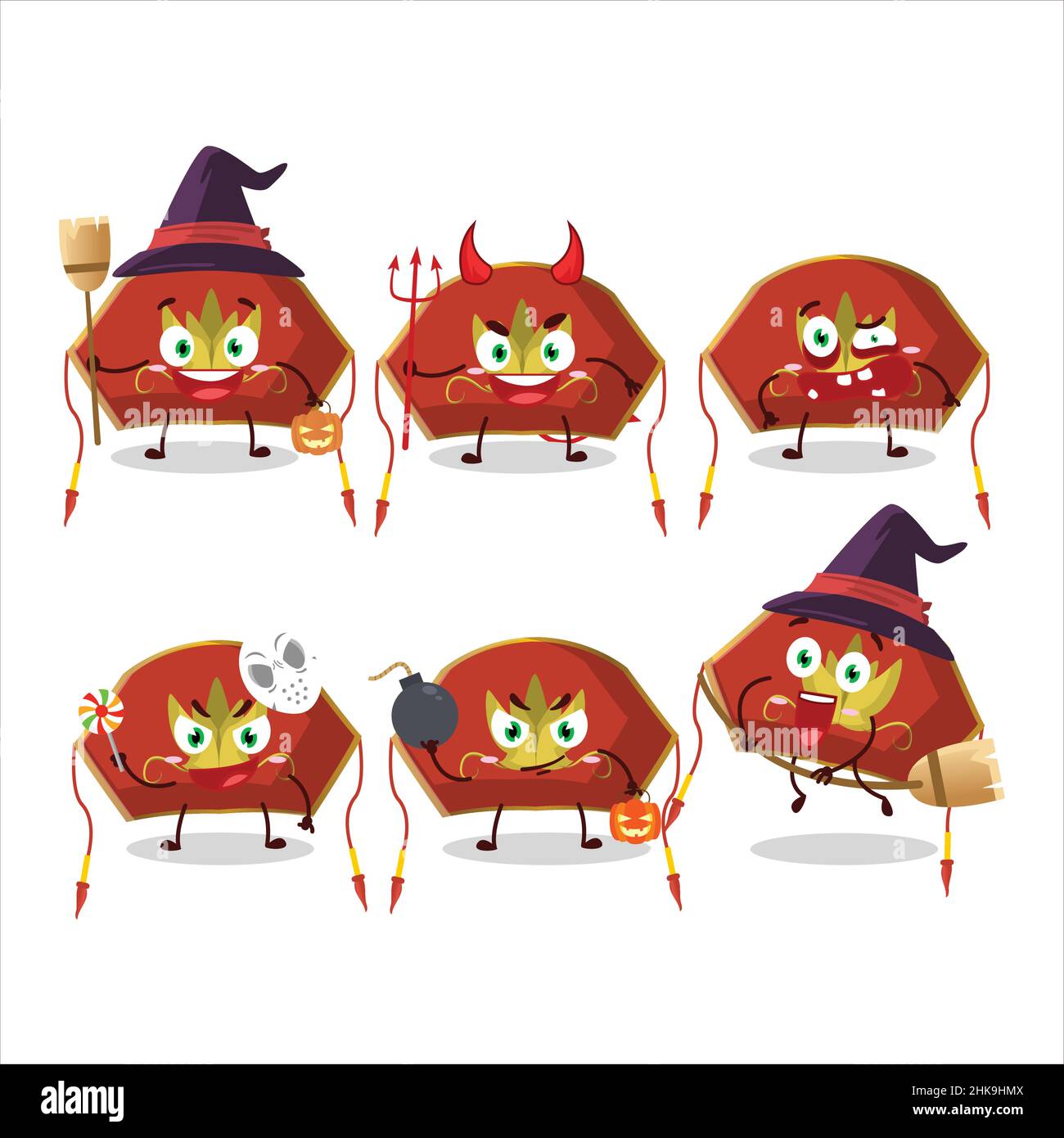 Halloween expression emoticons with cartoon character of red chinese ...
