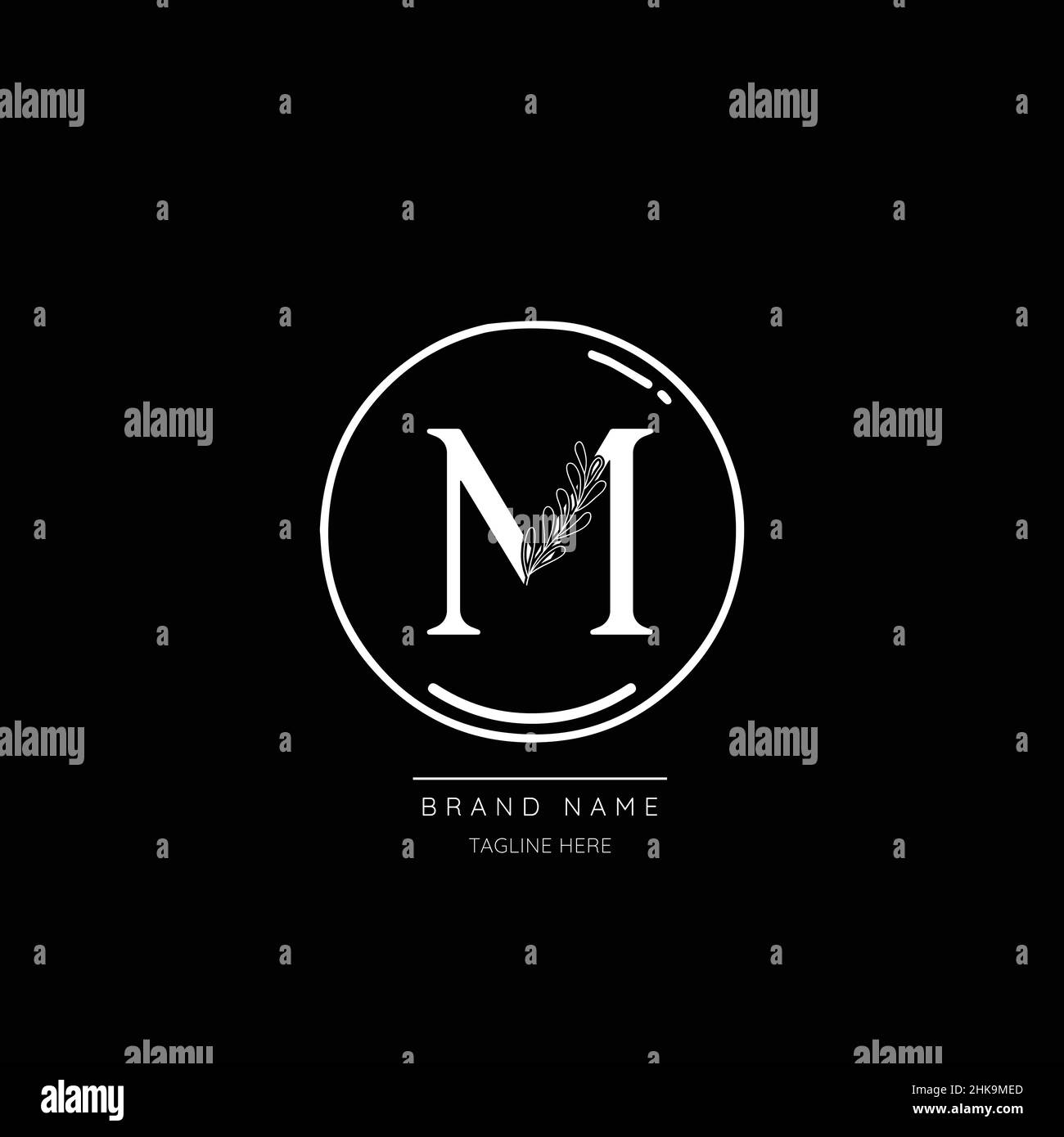 Floral Initial Alphabet M flowers bouquet composition. Elegant collection for wedding invites