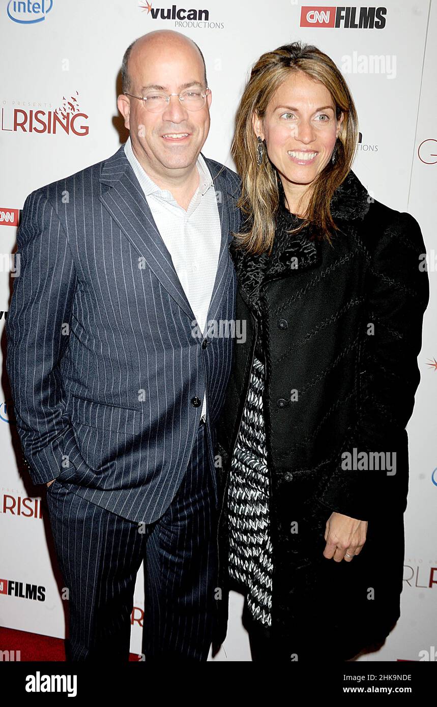 File photo dated March 6, 2013 of Caryn Zucker and Jeff Zucker attend the premiere of 'Girls Rising' held at the Paris Theater in New York City, NY, USA. CNN president Jeff Zucker has resigned from the network after failing to disclose a romantic relationship with a senior executive. The 56-year-old Mr Zucker said in a memo to colleagues that he was 'wrong' to not report the relationship as required. The relationship was discovered during an investigation into the conduct of fired CNN anchor Chris Cuomo. Photo by Dennis Van Tine/ABACAPRESS.COM Stock Photo