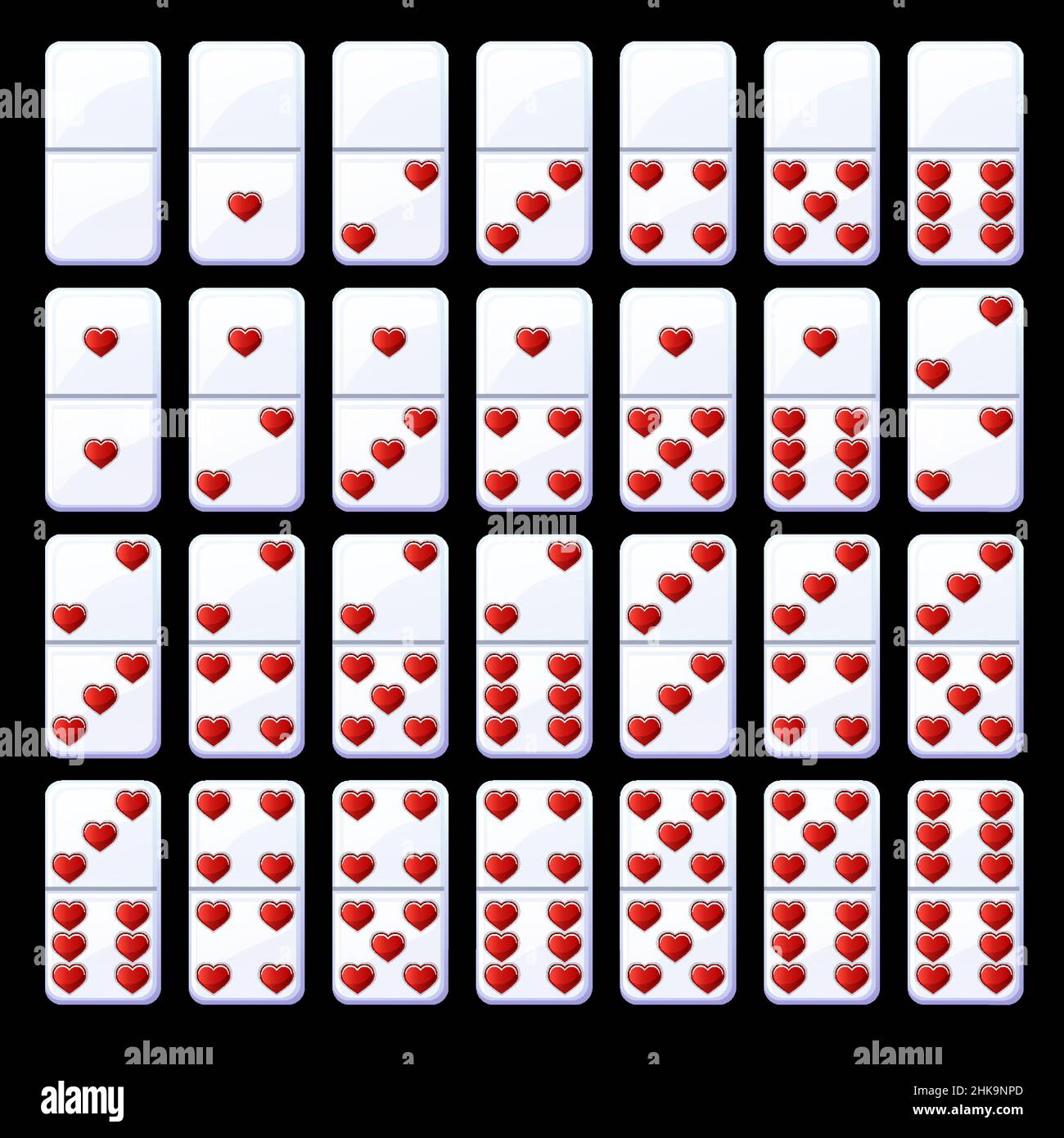 Set isolated valentine classic dominoes with hearts Stock Vector Image ...