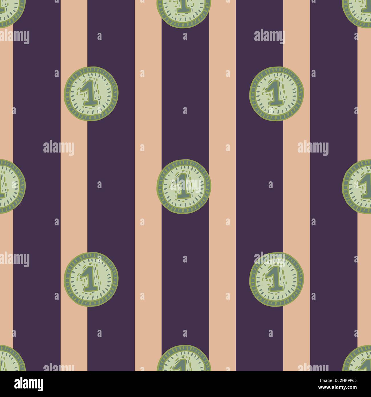 Coins seamless pattern. Hand drawn background from money. Repeated ...