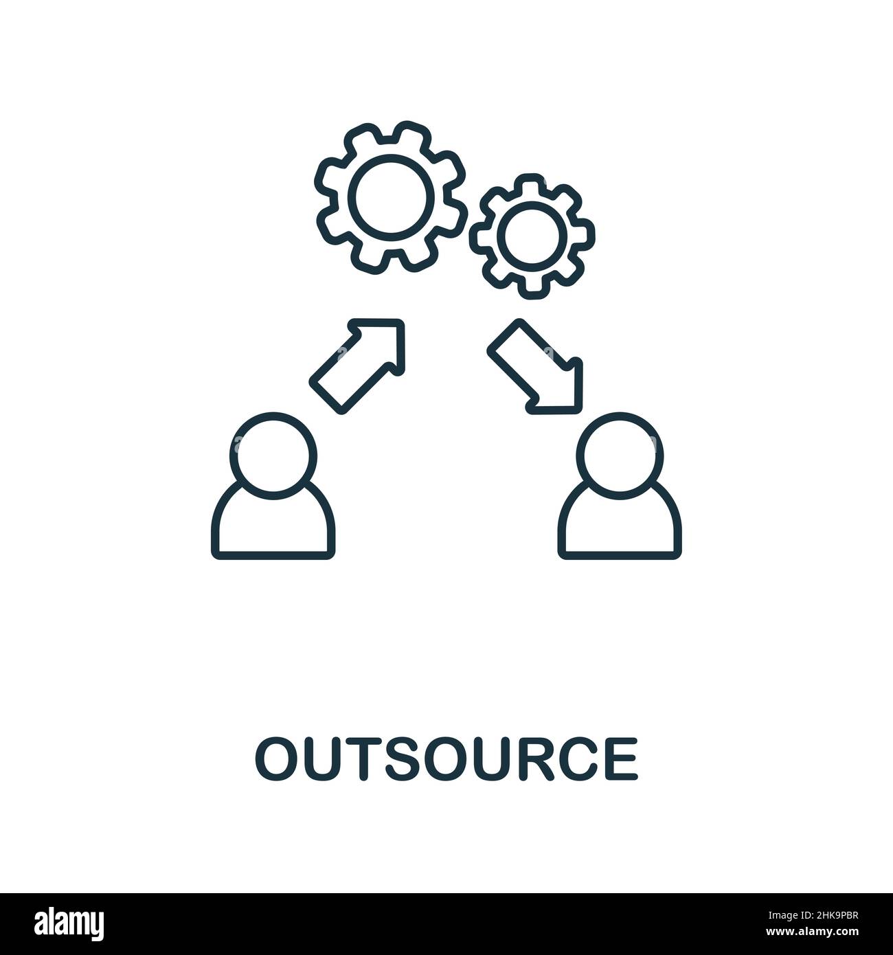 Outsource icon. Line element from project development collection