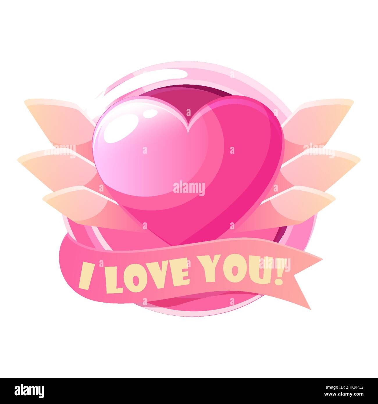 Valentines Day pink heart icon with wings Stock Vector Image & Art - Alamy
