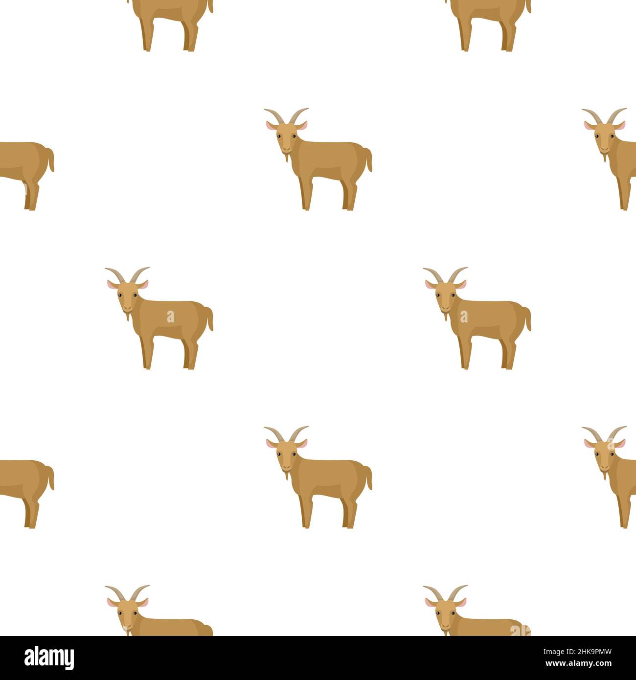Seamless pattern of goat. Domestic animals on colorful background