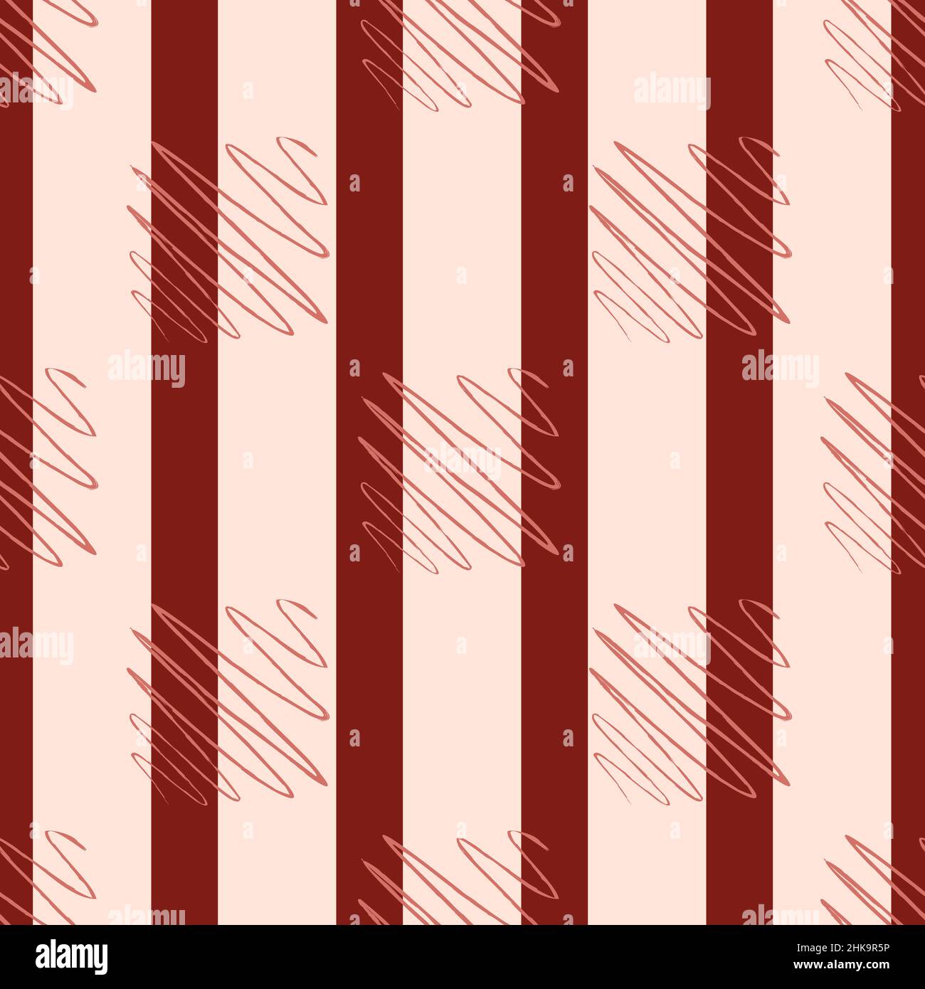 Soundwave seamless pattern. Curve waves background. Repeated texture in doodle style for fabric, wrapping paper, wallpaper, tissue. Vector illustratio Stock Vector