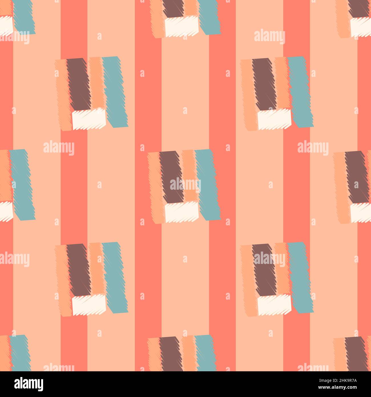Ethnos seamless pattern. Native ornament carpet background. Repeated texture in doodle style for fabric, wrapping paper, wallpaper, tissue. Vector ill Stock Vector