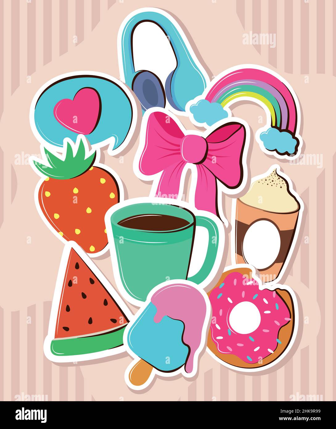 bundle stickers decoration Stock Vector