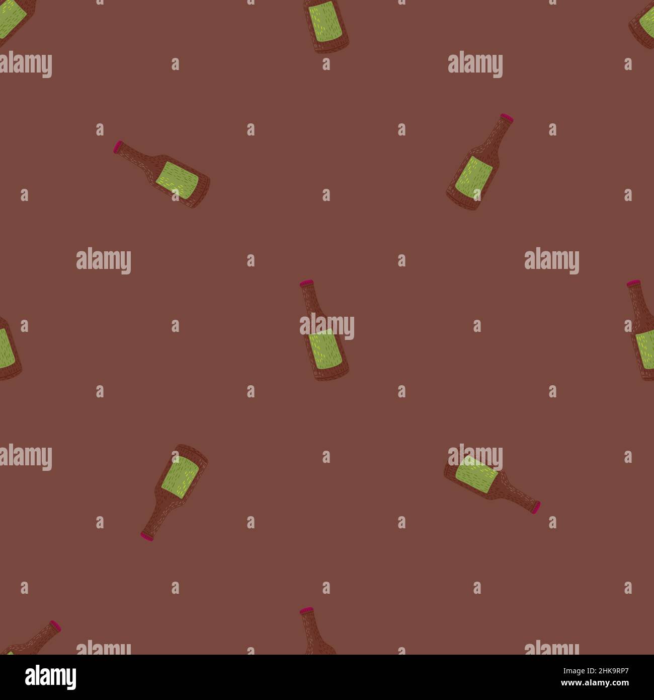 Bottle alcohol seamless pattern. Hand drawn background for menu ...
