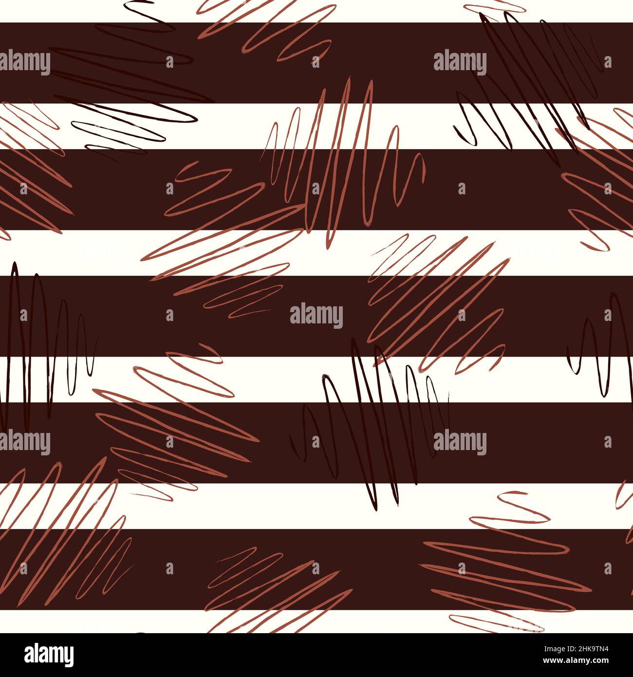 Soundwave seamless pattern. Curve waves background. Repeated texture in doodle style for fabric, wrapping paper, wallpaper, tissue. Vector illustratio Stock Vector
