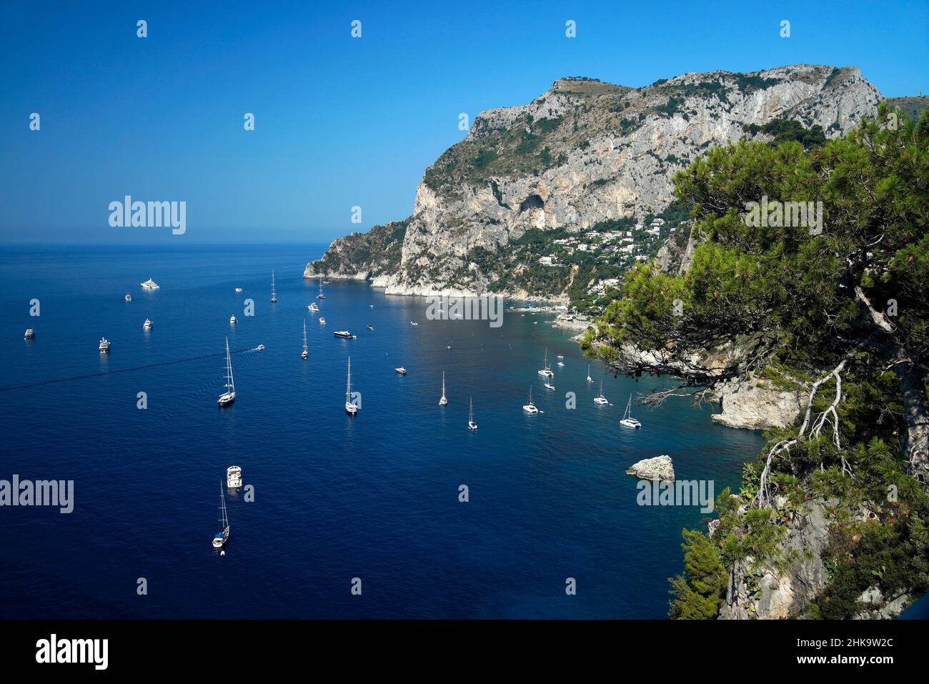 View with boats on the sea,Capri Island,Campania,Italy,Europe Stock Photo