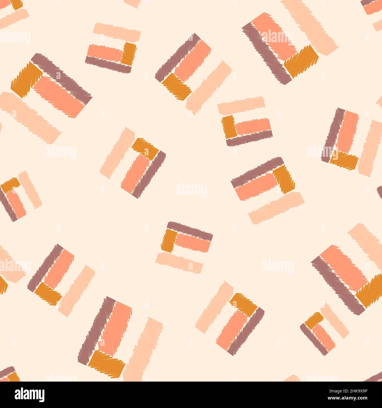 Ethnos seamless pattern. Native ornament carpet background. Repeated texture in doodle style for fabric, wrapping paper, wallpaper, tissue. Vector ill Stock Vector