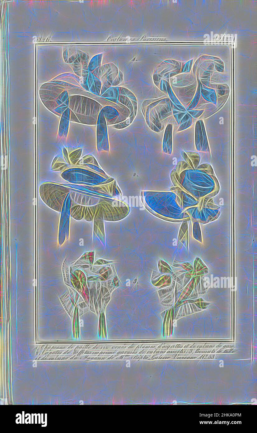 Inspired by Journal des Dames et des Modes 1826, Costumes Parisiens (2427), print maker:, 1826, paper, etching, Reimagined by Artotop. Classic art reinvented with a modern twist. Design of warm cheerful glowing of brightness and light ray radiance. Photography inspired by surrealism and futurism, embracing dynamic energy of modern technology, movement, speed and revolutionize culture Stock Photo