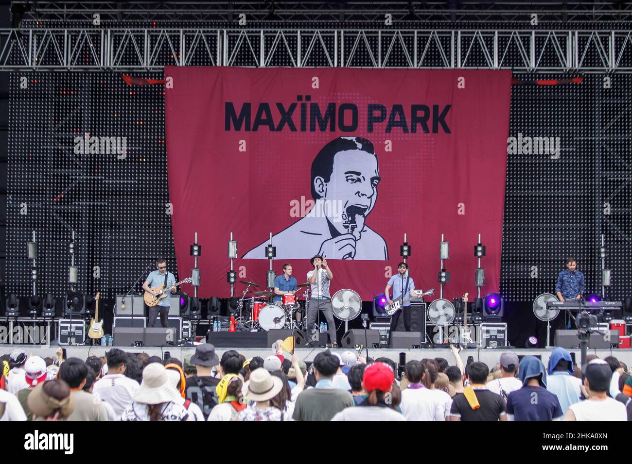 British Modern rock band Maximo Park performs on the stage during an Pentaport Rock Festival at the  Songdo, Near IFEZ in Incheon. Festival held Aug 1 to3th three day schedule every year. Stock Photo