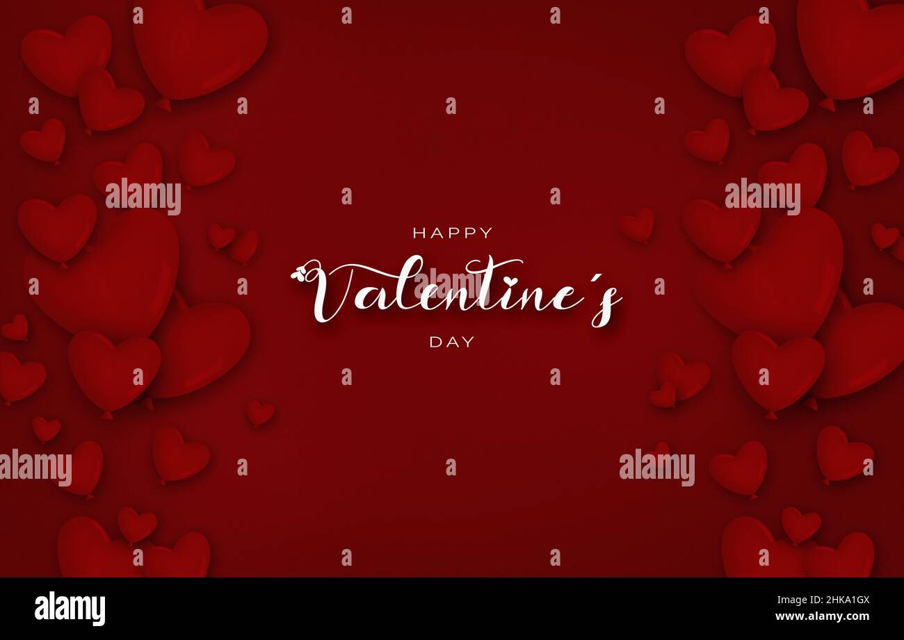 Cute valentines day background with hearts and greeting message Stock ...