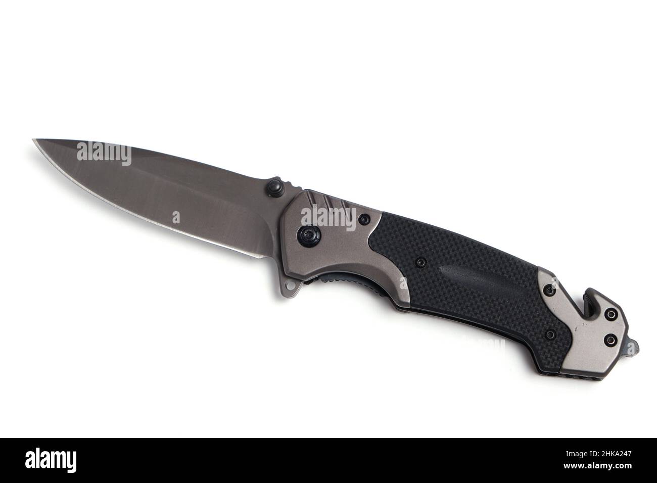 Tactical knife on white background, isolate Stock Photo