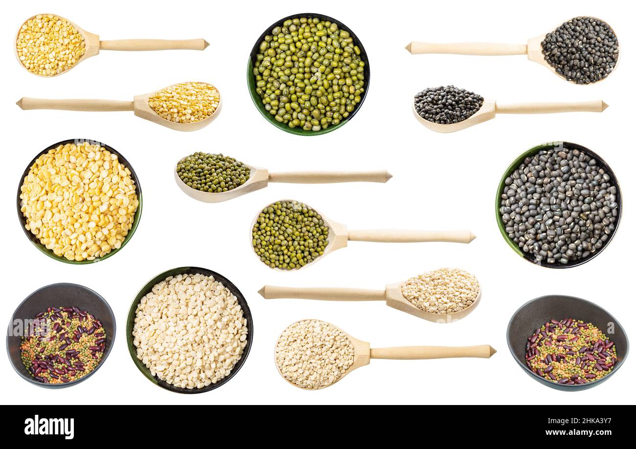 set of various maash beans isolated on white background Stock Photo