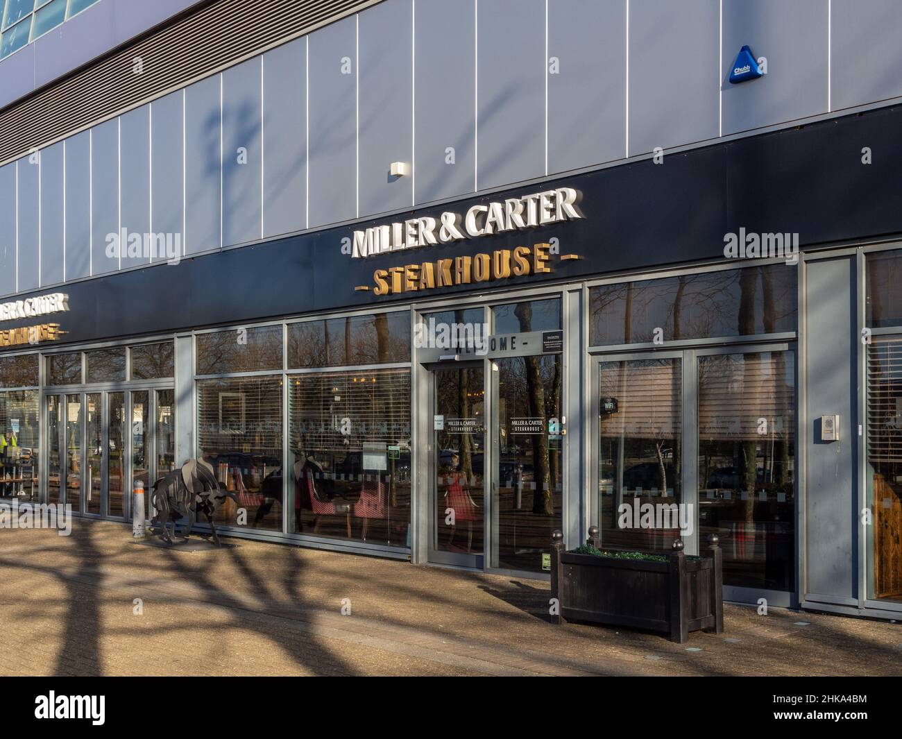 Frontage of Miller & Carter Steakhouse restaurant, Xscape complex