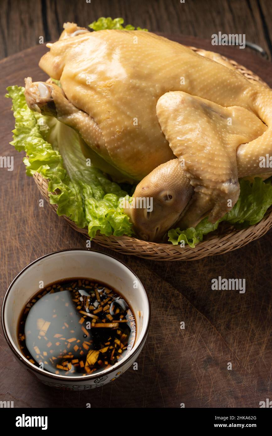 chicken poached in fragrant soup stock, served cold Stock Photo