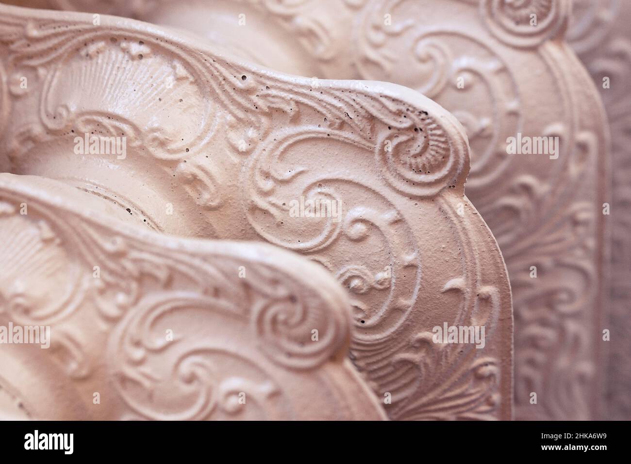 Old vintage cast iron italian radiator detail with floral decoration ...