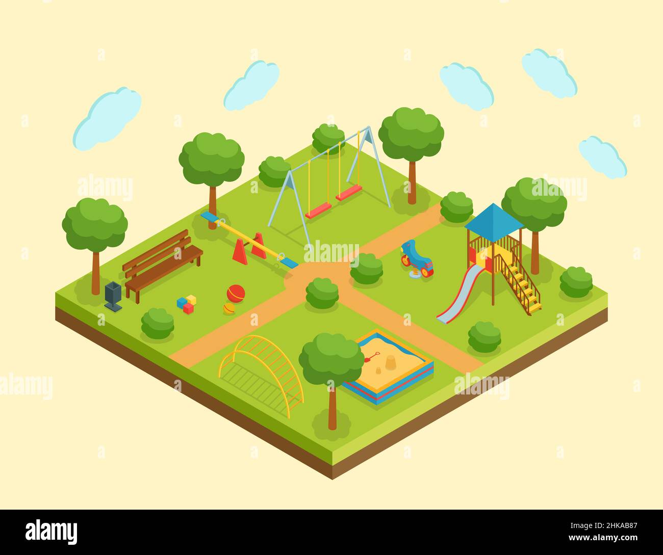 Isometric kid playground, vector illustration Stock Vector