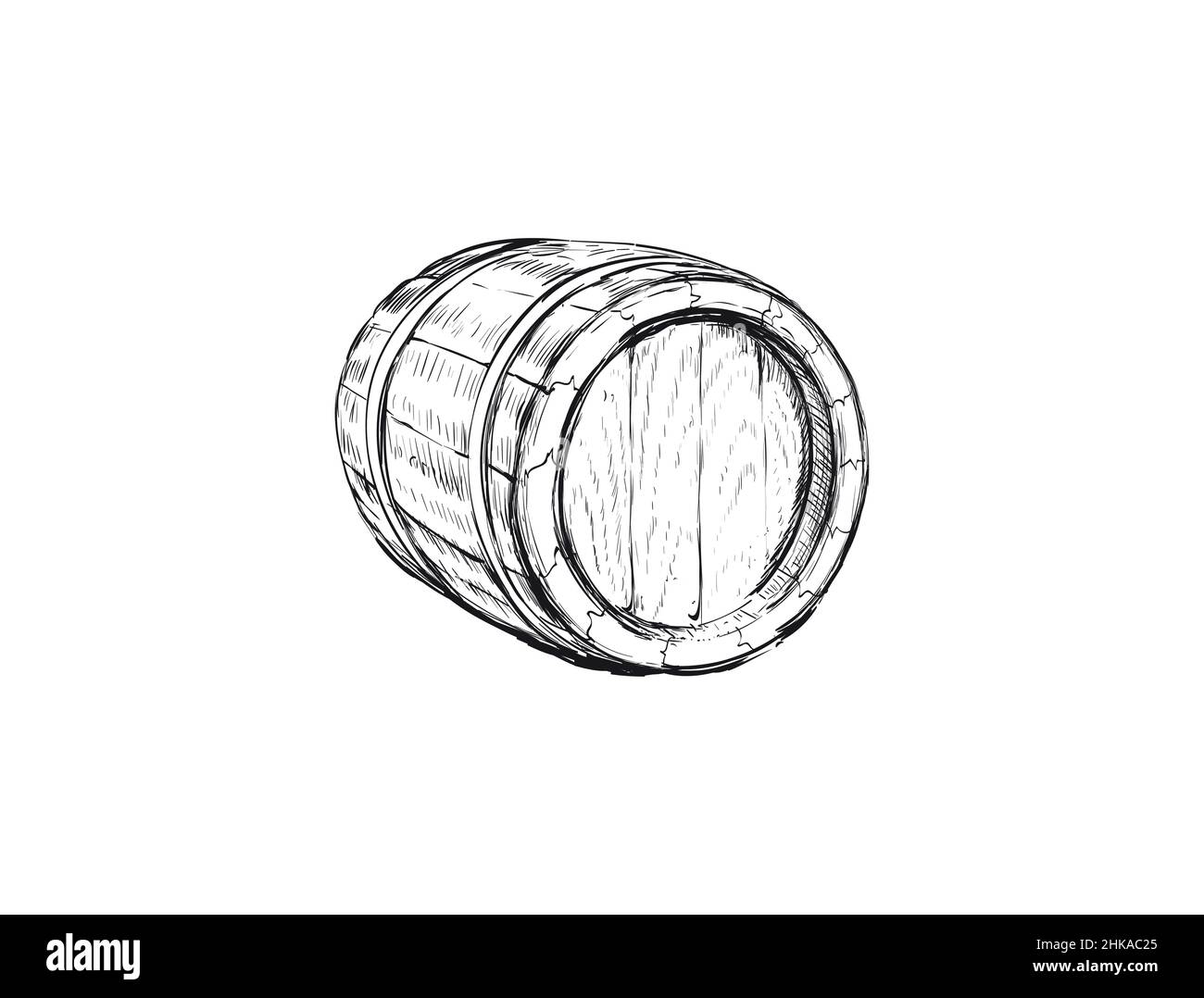 Hand Drawn Old Wine Barrel Vector Illustration Hand Drawn Old Wine Barrel Vector Illustration Stock Vector