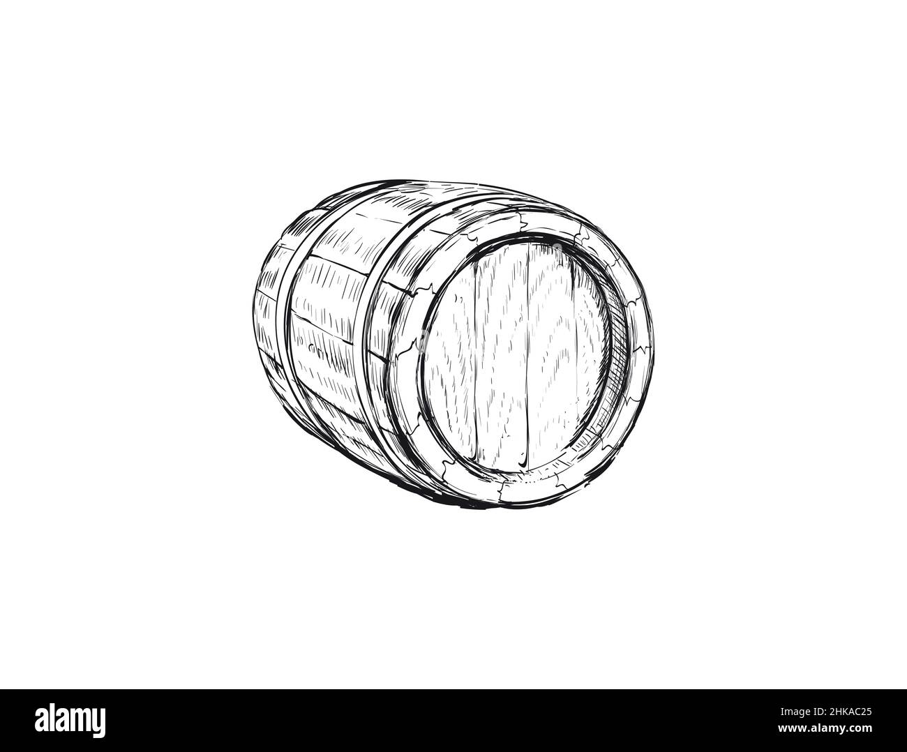 Hand Drawn Old Wine Barrel Vector Illustration Hand Drawn Old Wine