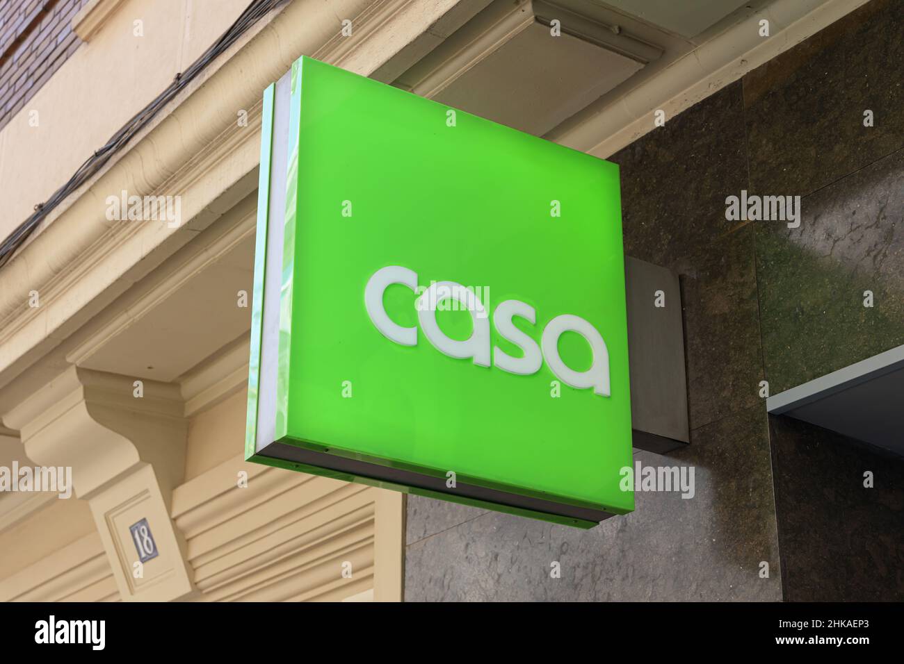 VALENCIA, SPAIN FEBRUARY 02, 2022 Casa is a Belgian brand of