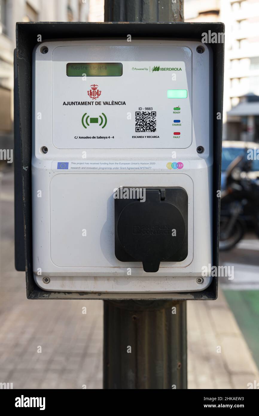 VALENCIA, SPAIN FEBRUARY 02, 2022 Electric car charging station