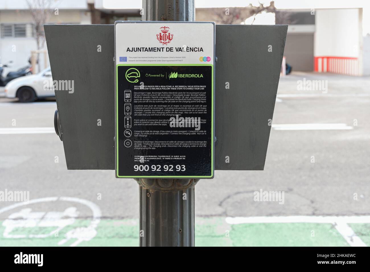 VALENCIA, SPAIN FEBRUARY 02, 2022 Electric car charging station