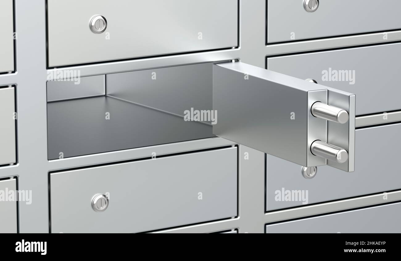 Opened empty safety deposit box Stock Photo Alamy