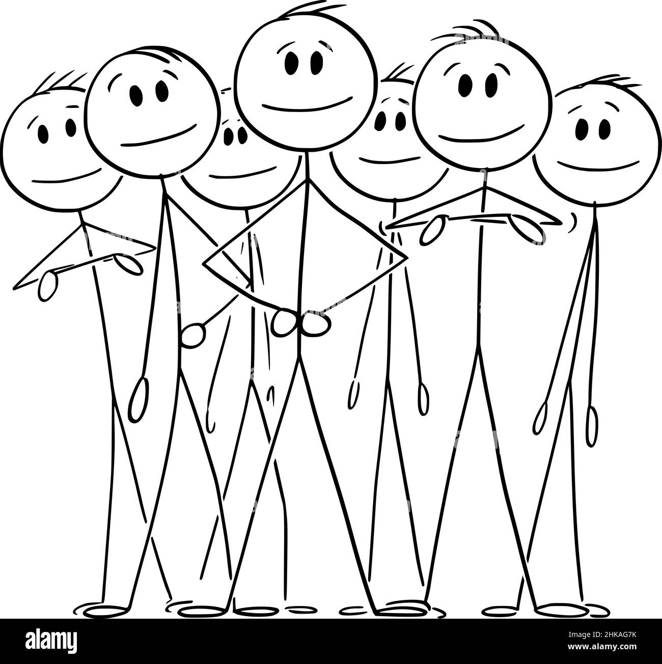 Big Smiling Business Team With Leader Vector Cartoon Stick Figure Illustration Stock Vector 4944