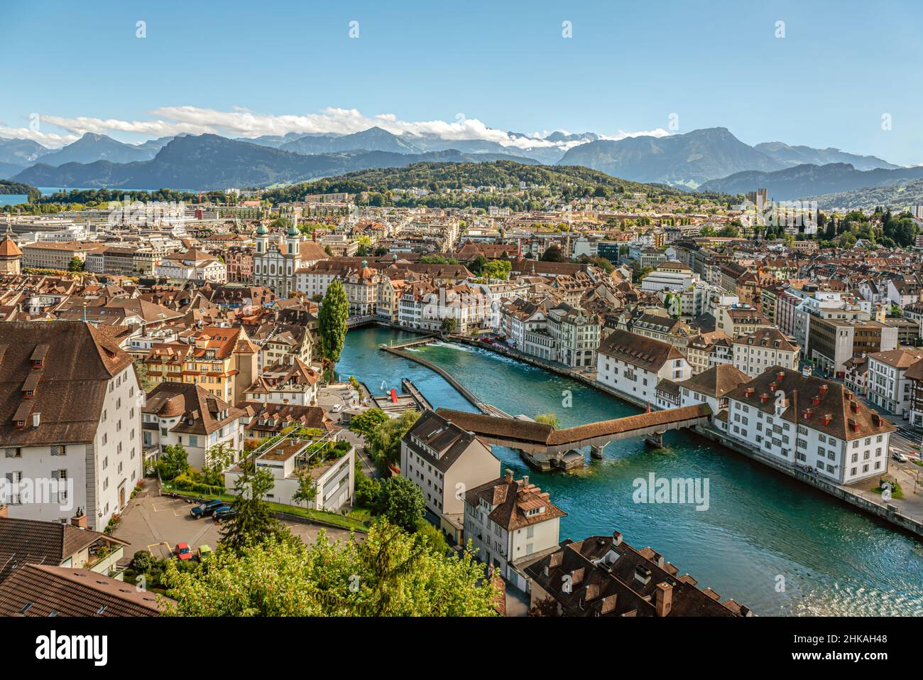 View over the old town of Lucerne towards the Lake Lucerne, Switzerland Stock Photo