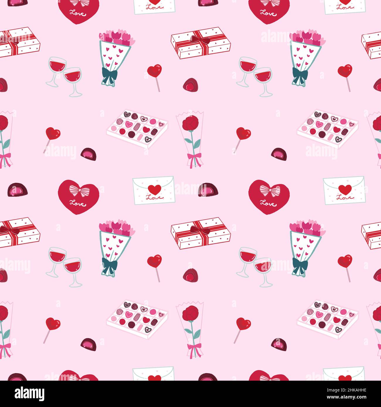Hand drawn romantic Valentines day seamless pattern Stock Vector Image ...