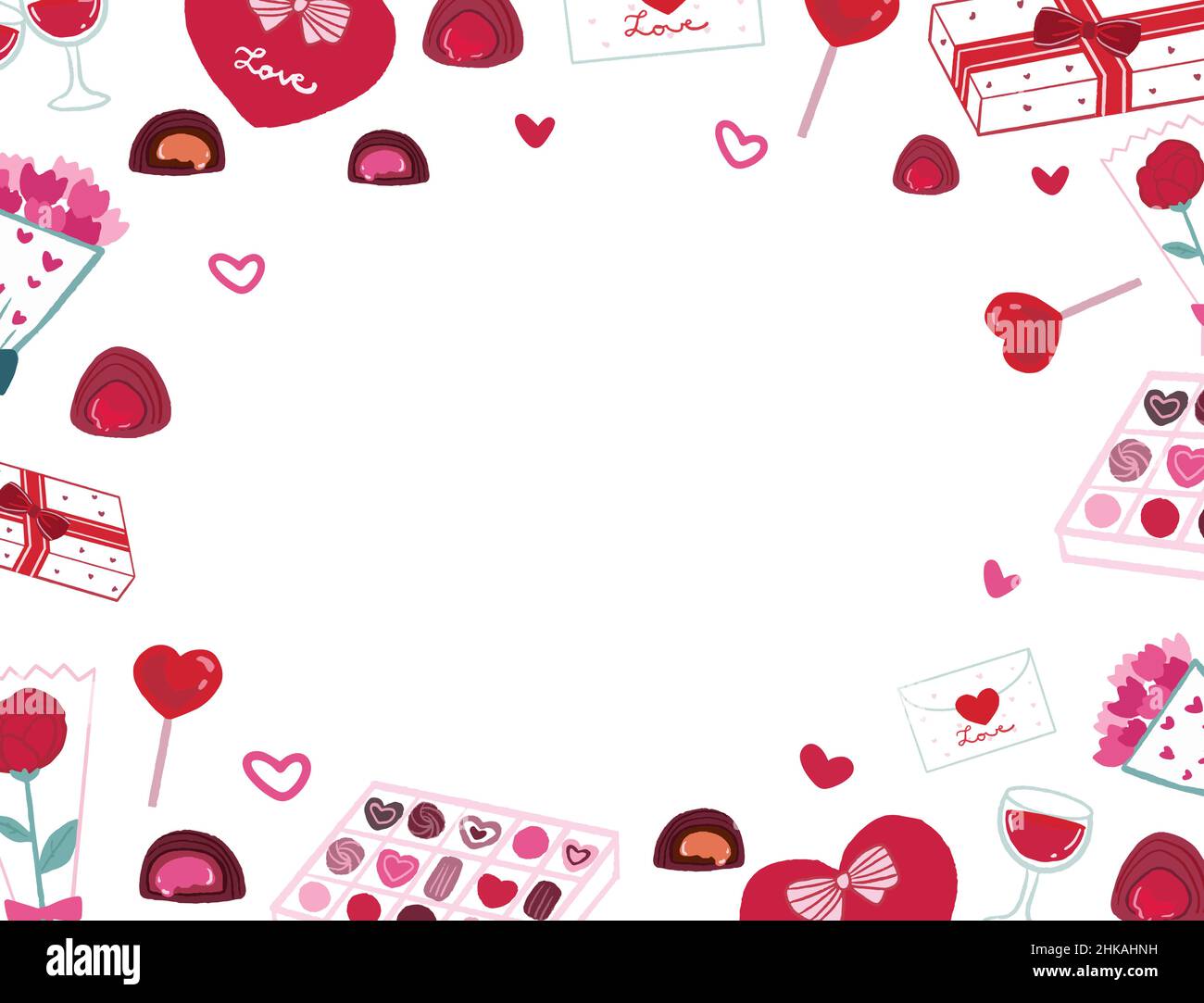 Romantic Valentines Day elements frame pattern Stock Vector