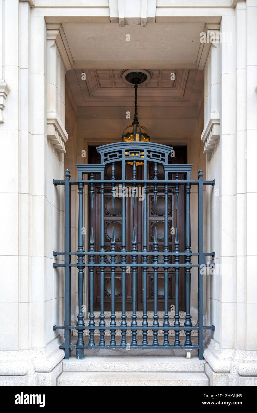 Toronto Vintage Architecture: Decorative grille in the opening of the vintage building. Part of the facade of the beautiful building. Stock Photo