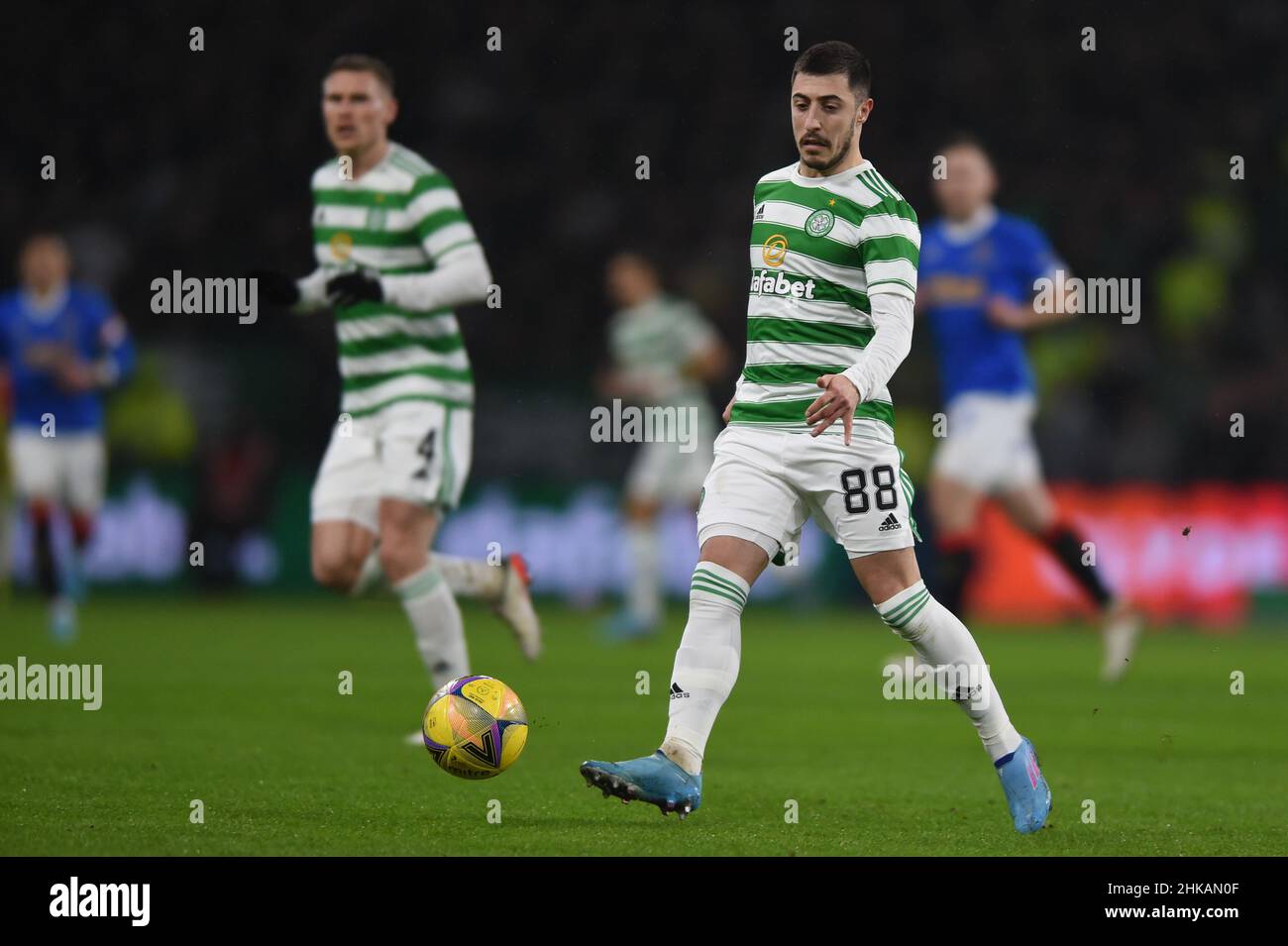 Glasgow, Scotland, 2nd February 2022.  Josip Juranovic of Celtic  during the cinch Premiership match at Celtic Park, Glasgow. Picture credit should read: Neil Hanna / Sportimage Stock Photo