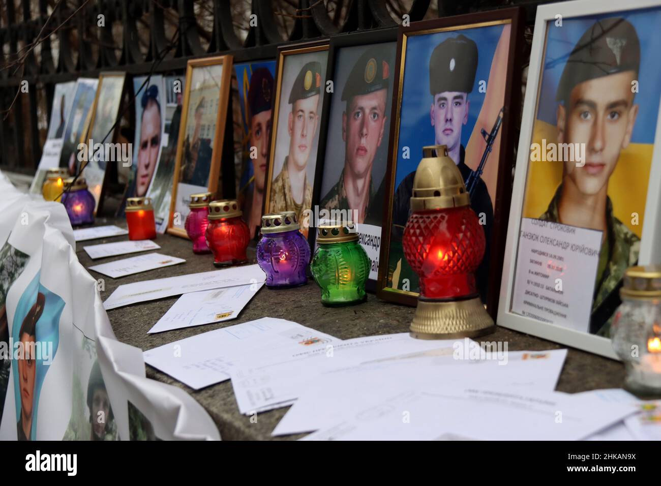 KYIV, UKRAINE FEBRUARY 3, 2022 Vigil lanterns are pictured before