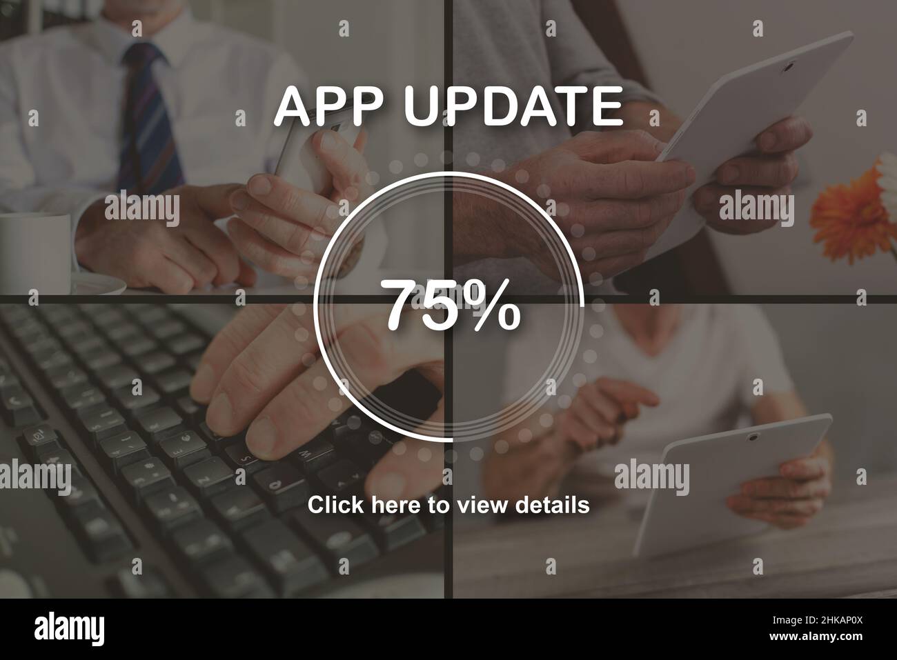 Application update concept illustrated by pictures on background Stock ...