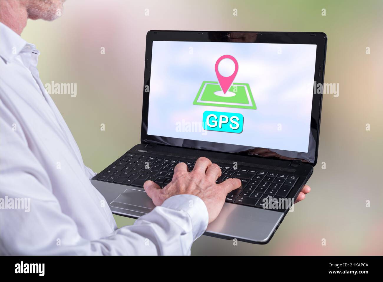 Man laptop gps technology application hi-res stock photography and ...