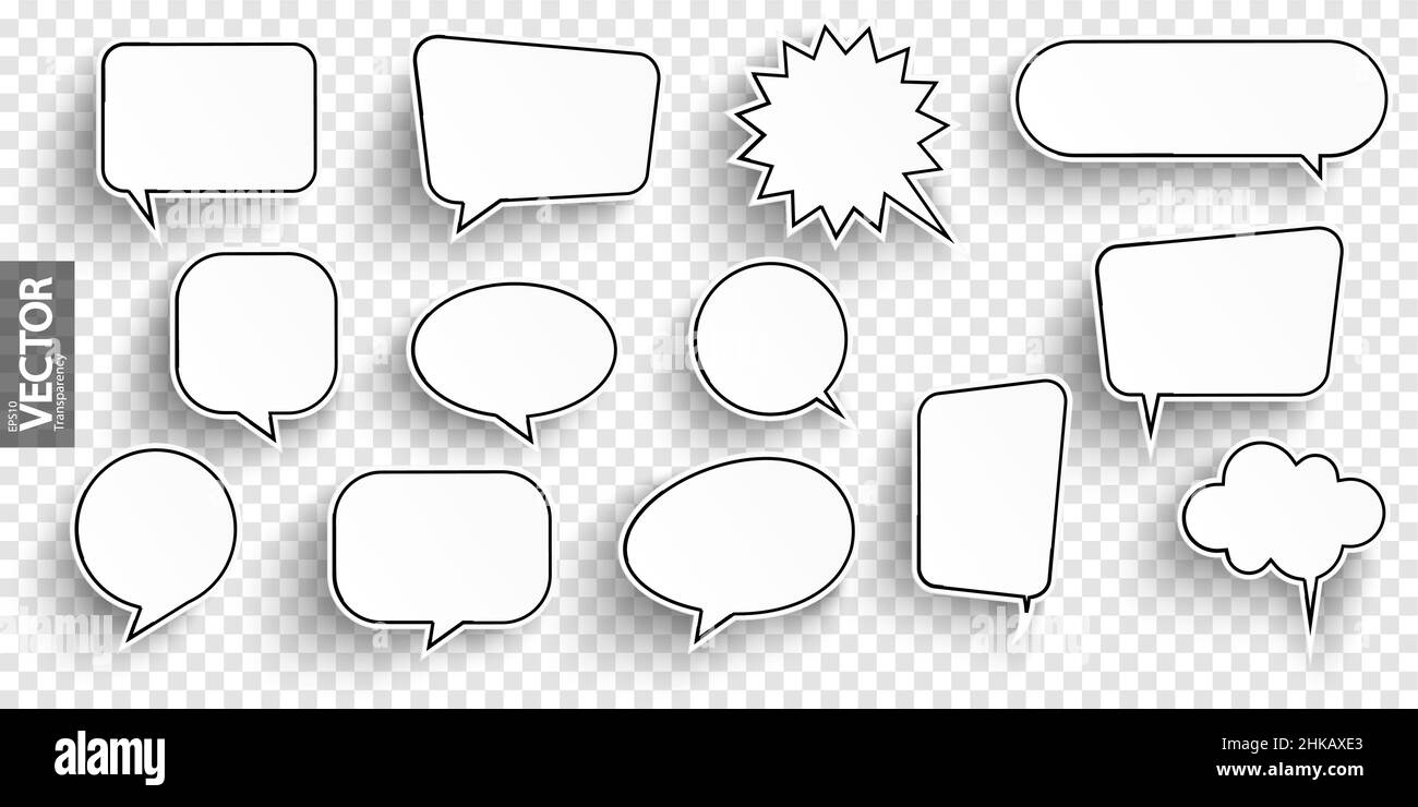 eps vector illustration collection of white speech bubbles with shadow ...